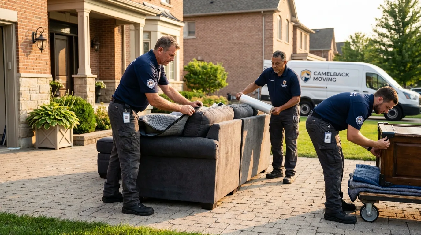 Large estate moving crew wrapping furniture in Circle, MT