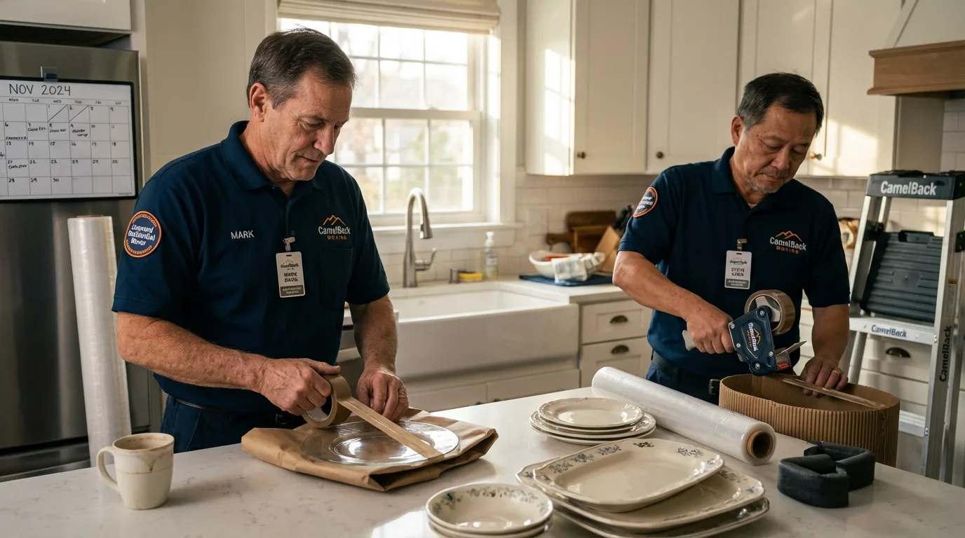 Professional crew packing kitchen dishware in Circle, MT